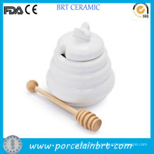 Plain Blanco barato de cerámica Honey Pot